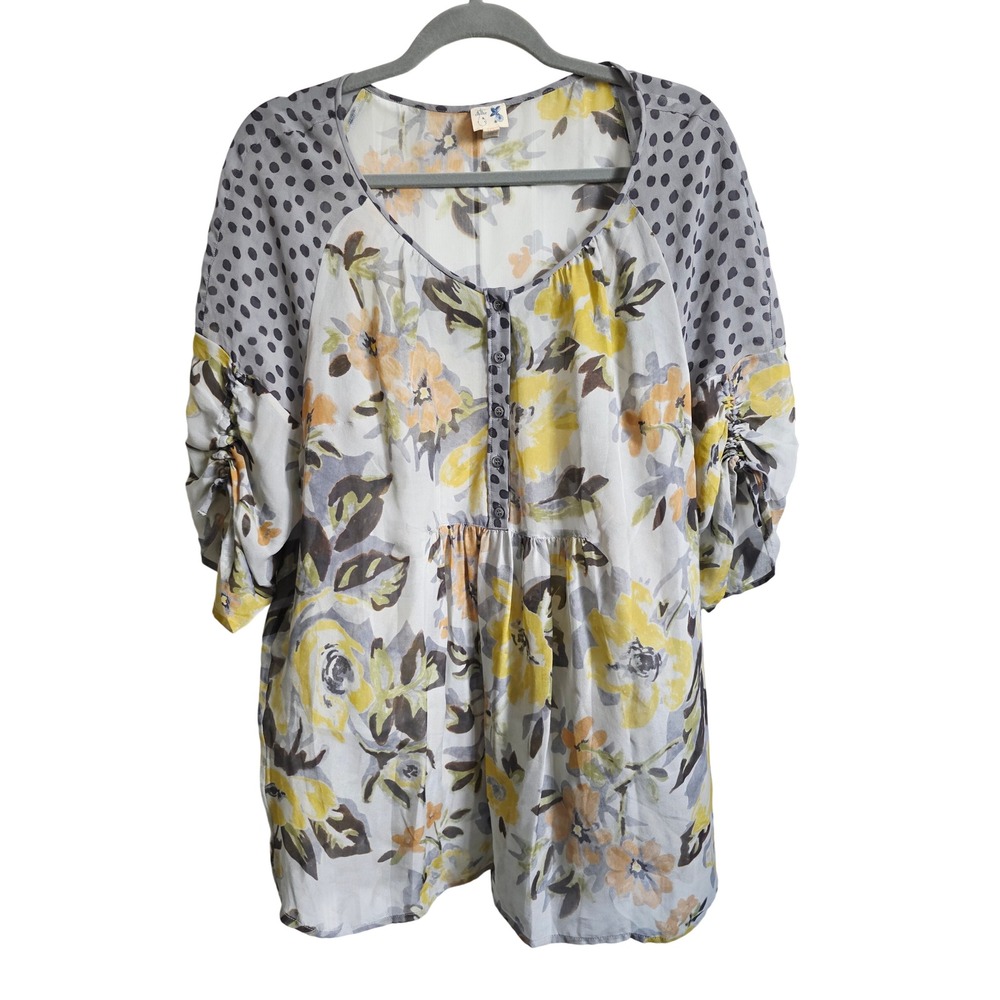 Edme & Esyllte Silk Floral Butterfly Print‎ Tunic Top Size 12